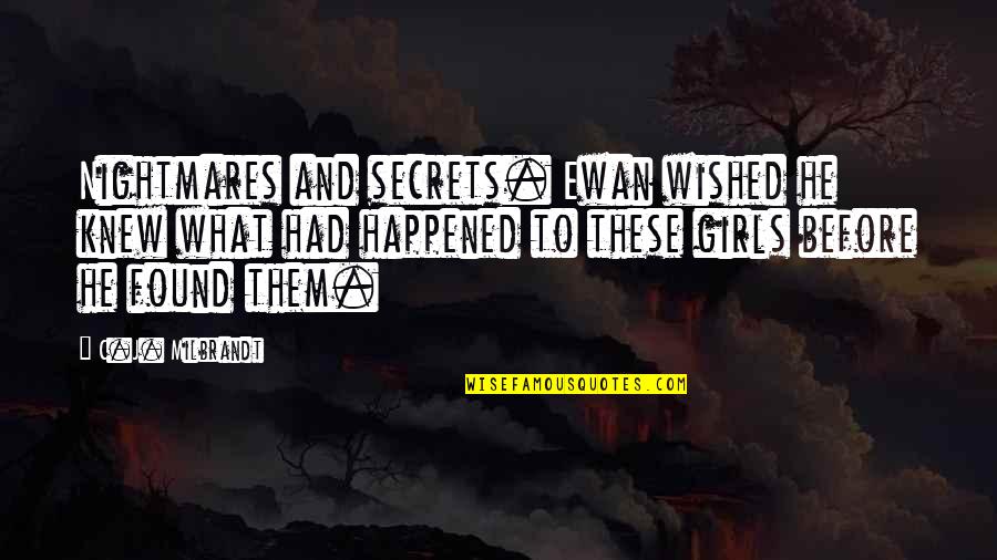 Book For Kid Quotes By C.J. Milbrandt: Nightmares and secrets. Ewan wished he knew what Book For Kid Quotes By C.J. Milbrandt: Nightmares and secrets. Ewan wished he knew what