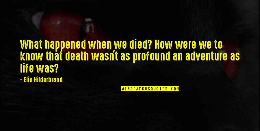 Book It Danno Quotes By Elin Hilderbrand: What happened when we died? How were we