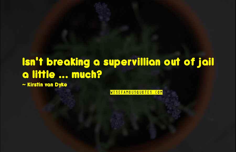 Book Novel Quotes By Kirstin Van Dyke: Isn't breaking a supervillian out of jail a