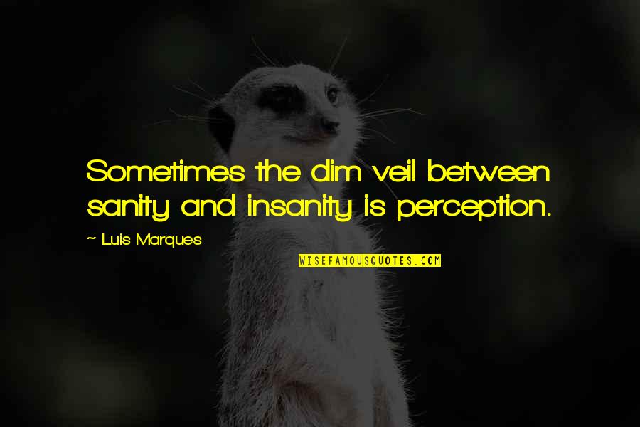 Book Of Wisdom Quotes By Luis Marques: Sometimes the dim veil between sanity and insanity