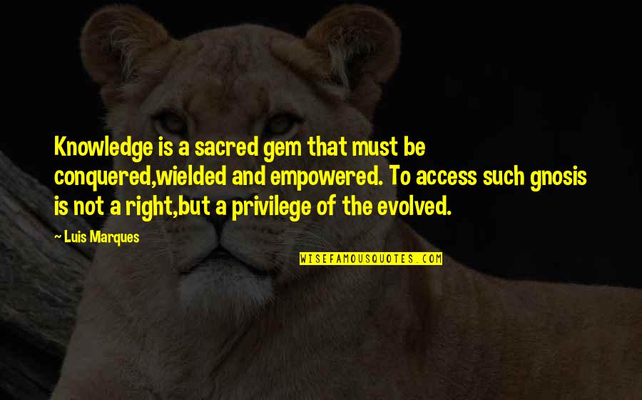 Book Of Wisdom Quotes By Luis Marques: Knowledge is a sacred gem that must be
