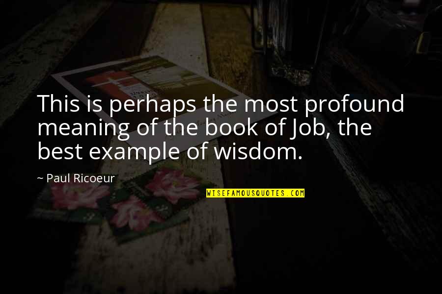 Book Of Wisdom Quotes By Paul Ricoeur: This is perhaps the most profound meaning of