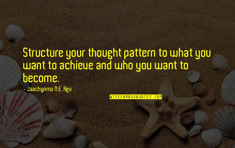 Book Quotes Quotes By Jaachynma N.E. Agu: Structure your thought pattern to what you want