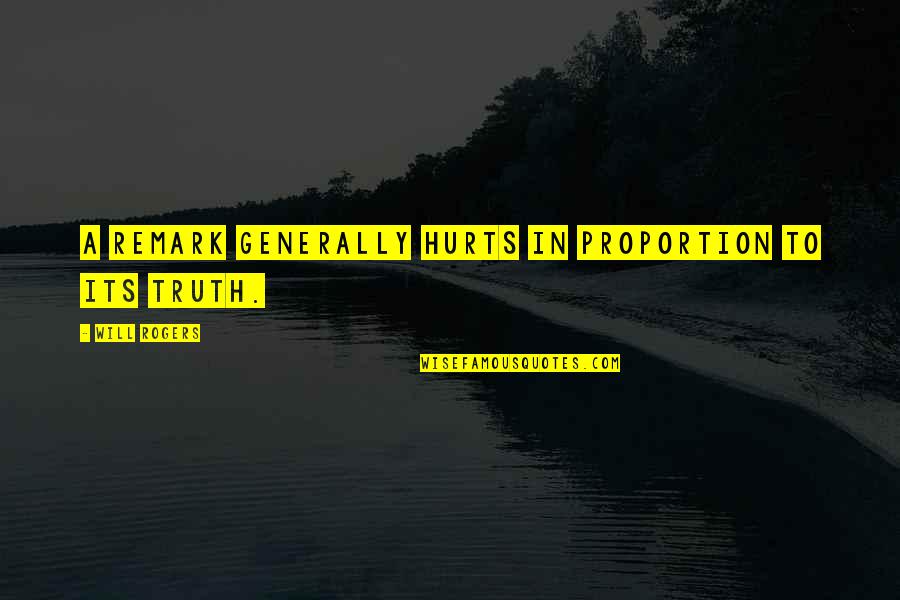 Book Reports Quotes By Will Rogers: A remark generally hurts in proportion to its Book Reports Quotes By Will Rogers: A remark generally hurts in proportion to its
