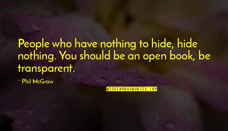 Book To Quotes By Phil McGraw: People who have nothing to hide, hide nothing.