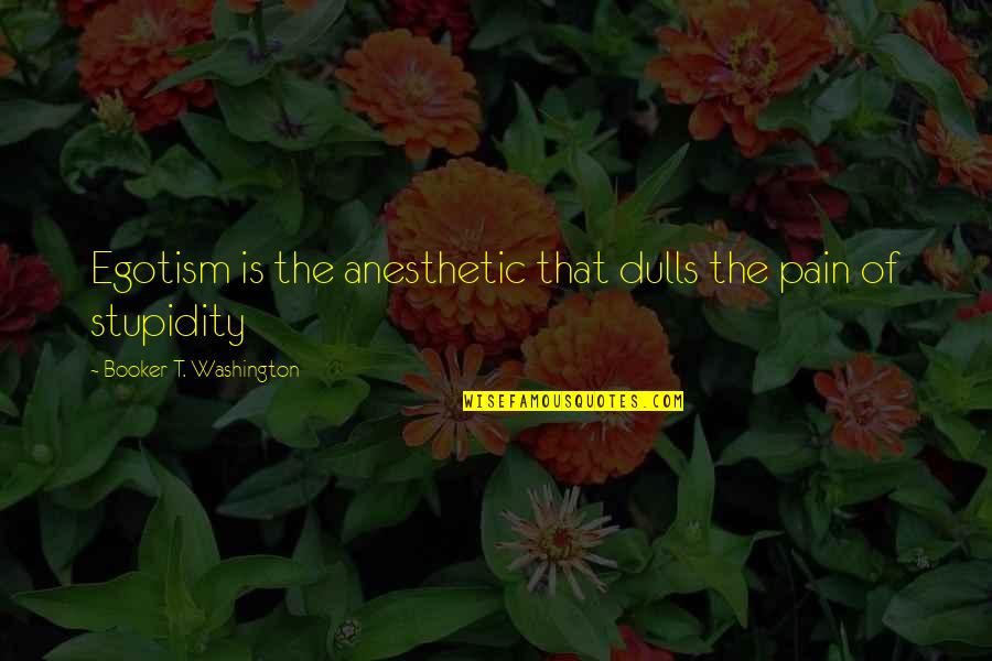 Booker's Quotes By Booker T. Washington: Egotism is the anesthetic that dulls the pain