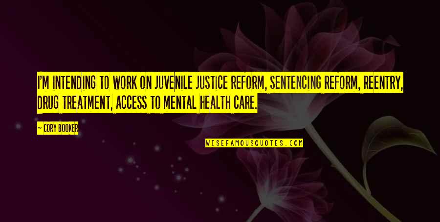 Booker's Quotes By Cory Booker: I'm intending to work on juvenile justice reform,