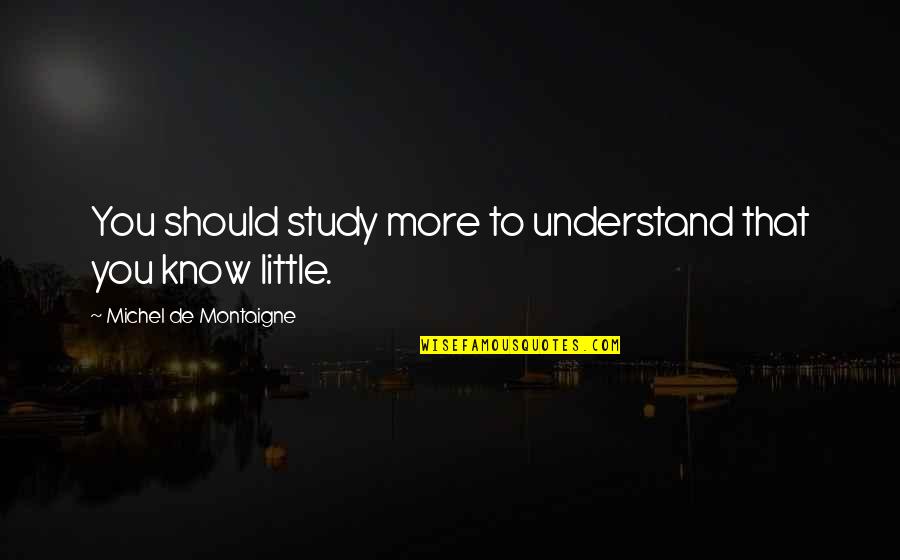 Bookish Knowledge Quotes By Michel De Montaigne: You should study more to understand that you