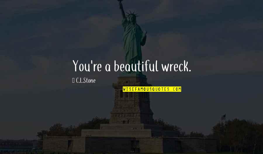 Books And Kindles Quotes By C.L.Stone: You're a beautiful wreck.