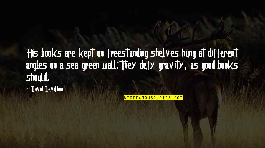 Books On Shelves Quotes By David Levithan: His books are kept on freestanding shelves hung