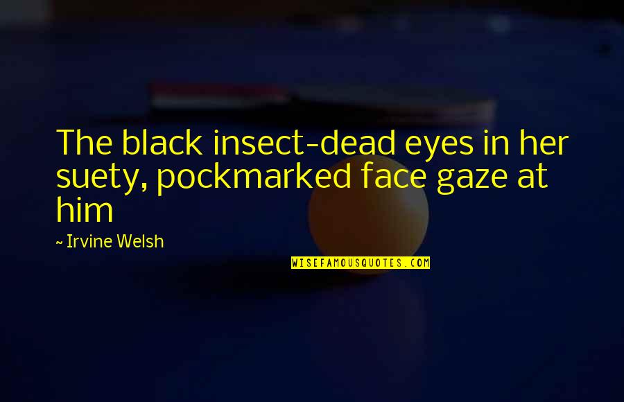 Boombox Quotes By Irvine Welsh: The black insect-dead eyes in her suety, pockmarked