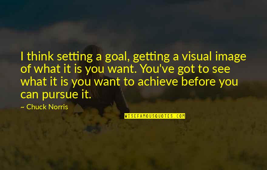 Boomeranged Quotes By Chuck Norris: I think setting a goal, getting a visual