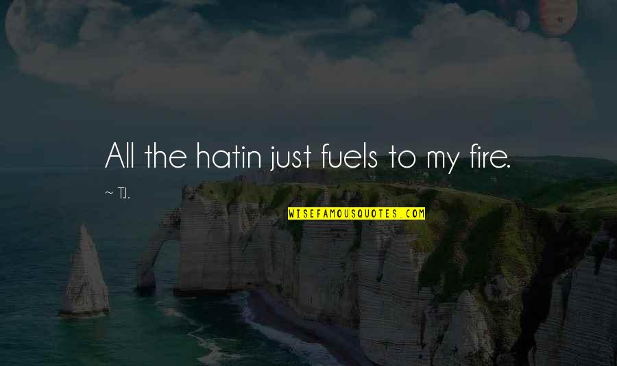 Boop My Nose Quotes By T.I.: All the hatin just fuels to my fire.