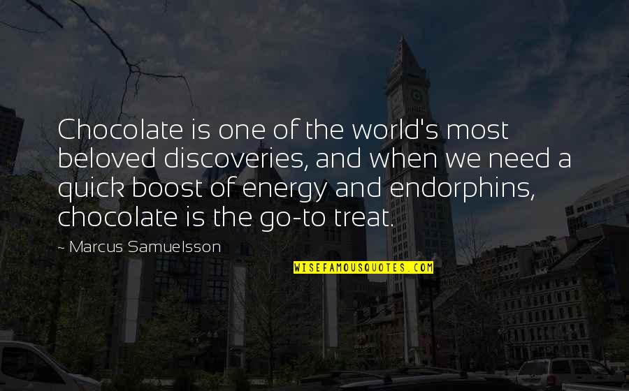 Boost Quotes By Marcus Samuelsson: Chocolate is one of the world's most beloved Boost Quotes By Marcus Samuelsson: Chocolate is one of the world's most beloved