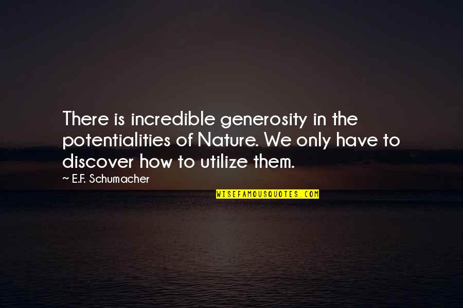 Booster Juice Quotes By E.F. Schumacher: There is incredible generosity in the potentialities of