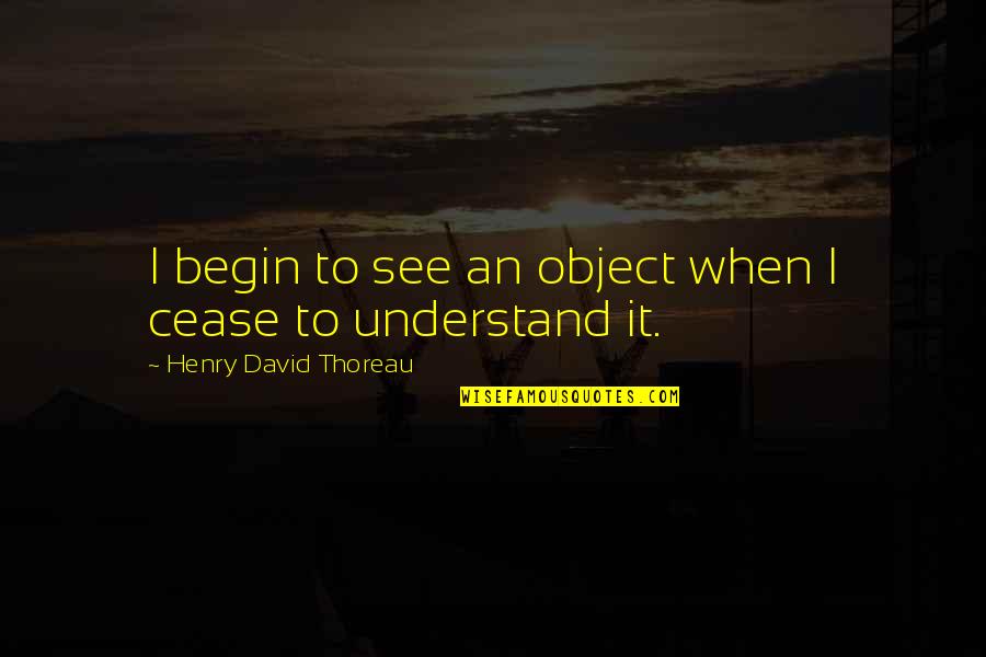 Boovish Quotes By Henry David Thoreau: I begin to see an object when I