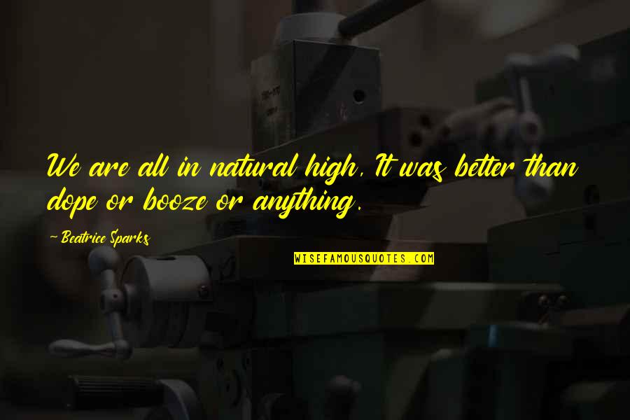 Booze Quotes By Beatrice Sparks: We are all in natural high, It was