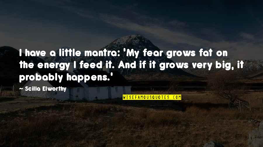 Borachio Character Quotes By Scilla Elworthy: I have a little mantra: 'My fear grows