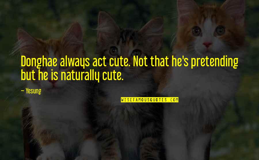Borana Proverbs Quotes By Yesung: Donghae always act cute. Not that he's pretending