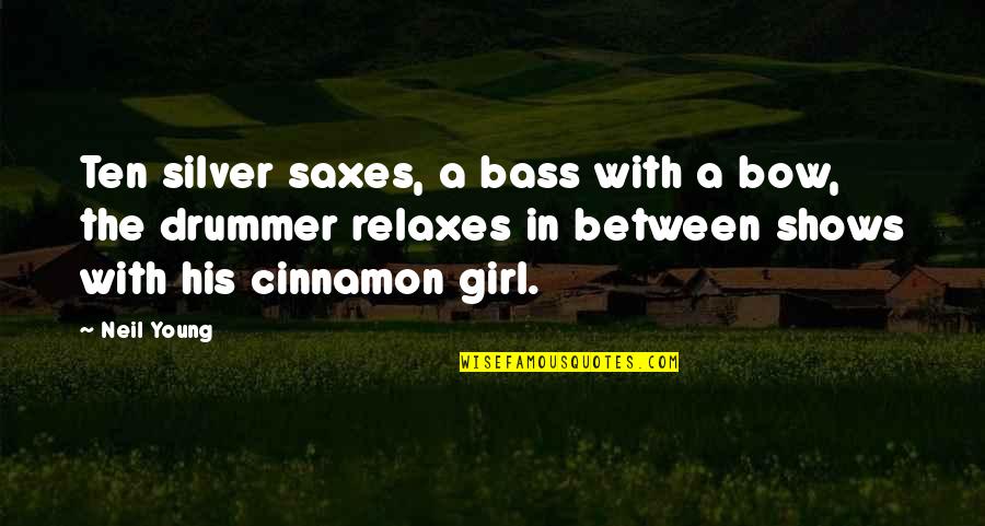 Borborygmus Rumbling Quotes By Neil Young: Ten silver saxes, a bass with a bow, Borborygmus Rumbling Quotes By Neil Young: Ten silver saxes, a bass with a bow,
