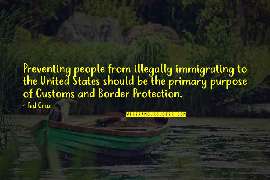 Border Quotes By Ted Cruz: Preventing people from illegally immigrating to the United