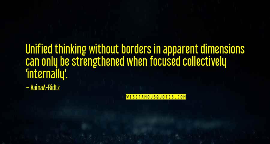Borders Inspirational Quotes By AainaA-Ridtz: Unified thinking without borders in apparent dimensions can