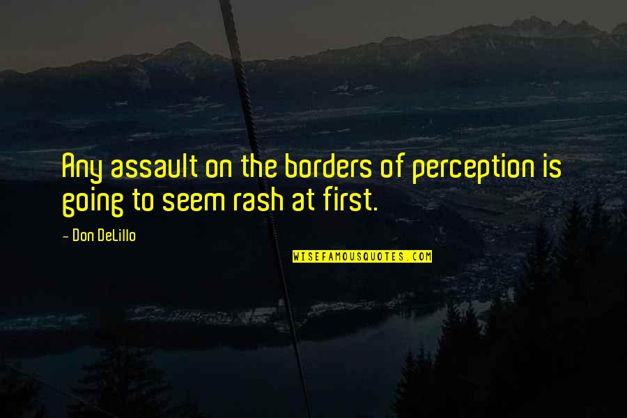 Borders Quotes By Don DeLillo: Any assault on the borders of perception is