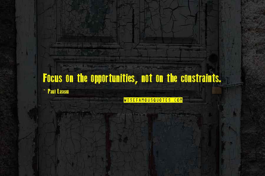 Bordo Quotes By Paul Laseau: Focus on the opportunities, not on the constraints.