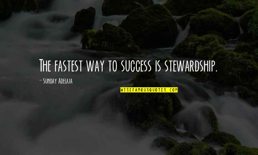 Bordone Dermatologist Quotes By Sunday Adelaja: The fastest way to success is stewardship.