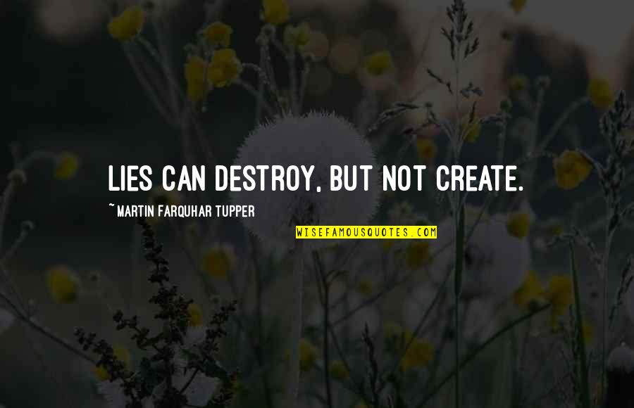 Borgelt Quotes By Martin Farquhar Tupper: Lies can destroy, but not create. Borgelt Quotes By Martin Farquhar Tupper: Lies can destroy, but not create.