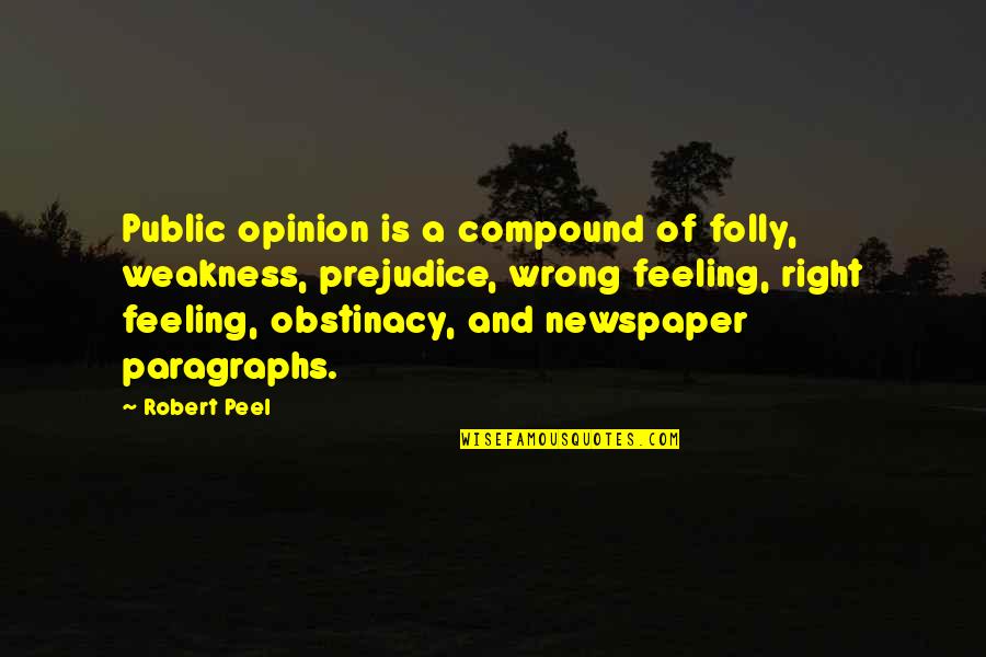 Boring Lectures Quotes By Robert Peel: Public opinion is a compound of folly, weakness,