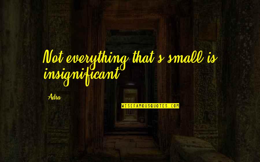 Boring Marriage Quotes By Adra: Not everything that's small is insignificant.