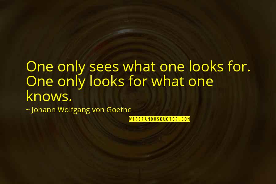 Boris Grishenko Quotes By Johann Wolfgang Von Goethe: One only sees what one looks for. One Boris Grishenko Quotes By Johann Wolfgang Von Goethe: One only sees what one looks for. One