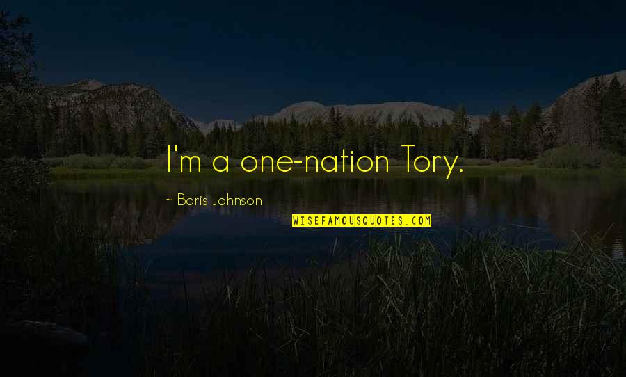 Boris Johnson Quotes By Boris Johnson: I'm a one-nation Tory.