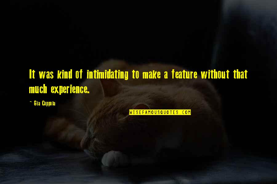 Borman Entertainment Quotes By Gia Coppola: It was kind of intimidating to make a