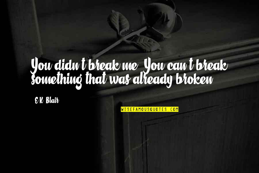 Bormann Quotes By E.K. Blair: You didn't break me. You can't break something