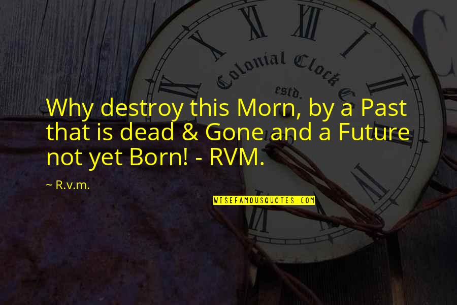 Born Quotes By R.v.m.: Why destroy this Morn, by a Past that