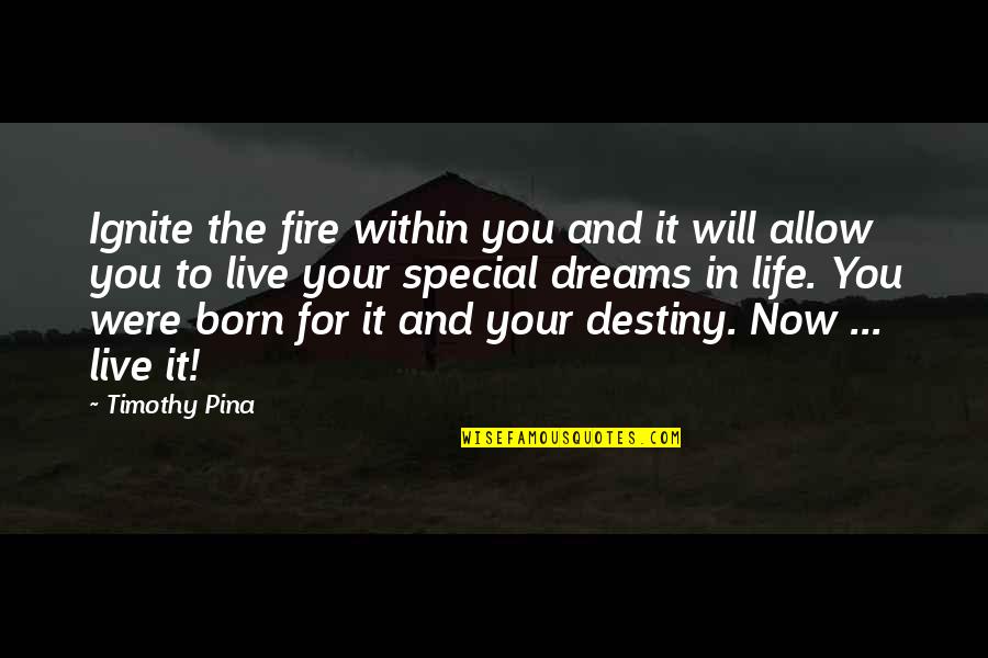 Born To Live Quotes By Timothy Pina: Ignite the fire within you and it will