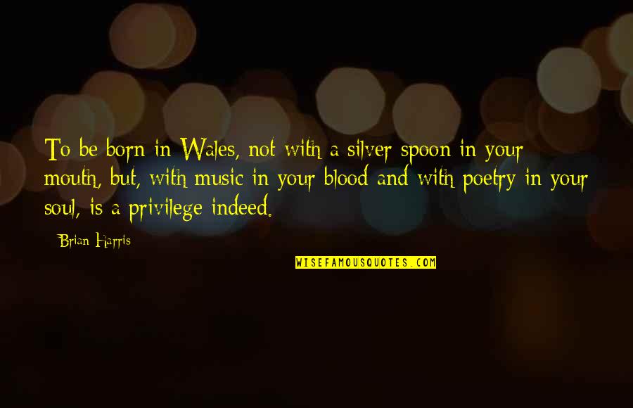 Born With A Silver Spoon In Mouth Quotes By Brian Harris: To be born in Wales, not with a