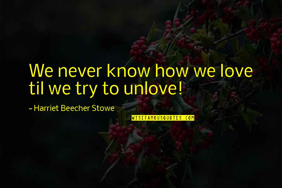 Borroughs Corp Quotes By Harriet Beecher Stowe: We never know how we love til we Borroughs Corp Quotes By Harriet Beecher Stowe: We never know how we love til we