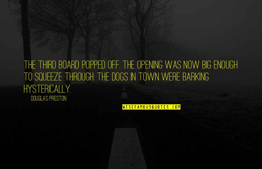 Bosanac Tekst Quotes By Douglas Preston: The third board popped off. The opening was