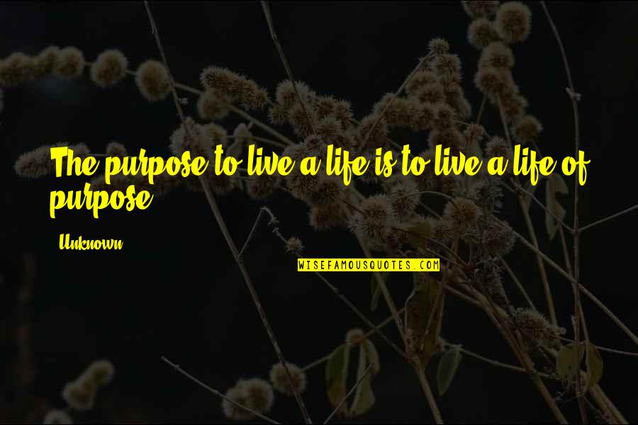 Boscam Quotes By Unknown: The purpose to live a life is to