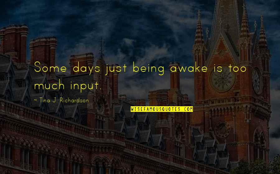 Boschetti Artemis Quotes By Tina J. Richardson: Some days just being awake is too much