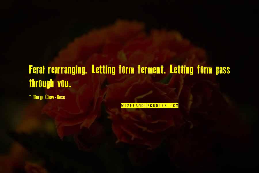 Bose Quotes By Durga Chew-Bose: Feral rearranging. Letting form ferment. Letting form pass