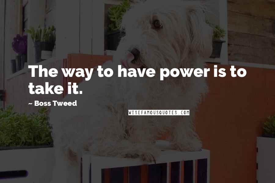 Boss Tweed quotes: The way to have power is to take it.