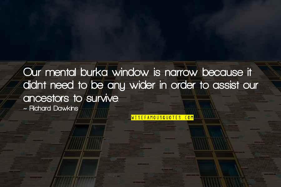 Bossou Vincent Quotes By Richard Dawkins: Our mental burka window is narrow because it