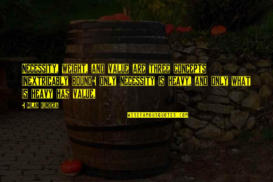 Boston Red Sox Inspirational Quotes By Milan Kundera: Necessity, weight, and value are three concepts inextricably