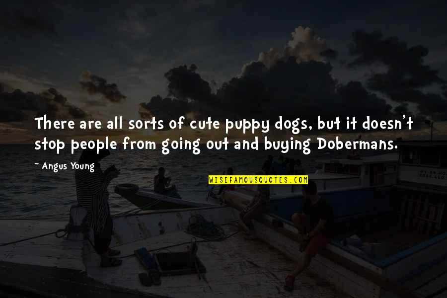 Both Cute Quotes By Angus Young: There are all sorts of cute puppy dogs,