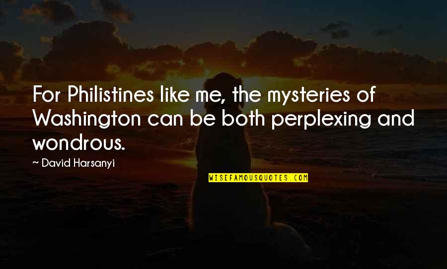 Both Of Me Quotes By David Harsanyi: For Philistines like me, the mysteries of Washington