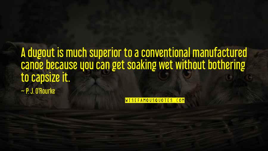 Bothering Quotes By P. J. O'Rourke: A dugout is much superior to a conventional